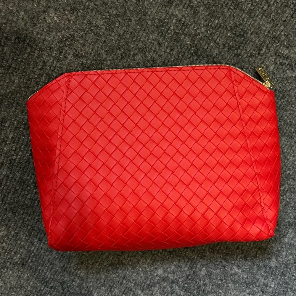 Guess Red Woven Cosmetic Travel Bag